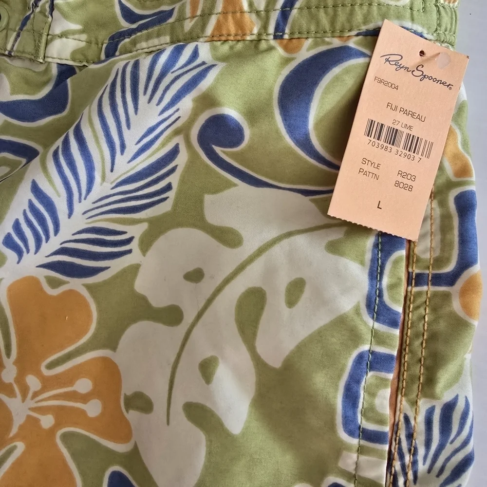 NWT Reyn Spooner Green and Orange Floral Swim Trunks